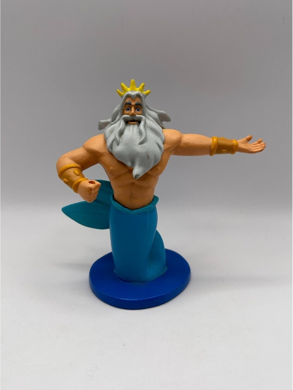 Disney King Triton The Little Mermaid Blue PVC Figure Base Missing Trident Toy